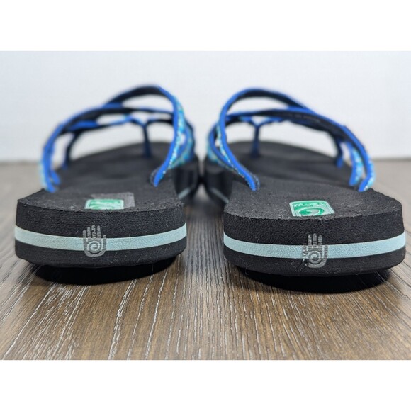TEVA Strappy Sandals Womens 8 Blue Green Black Flip Flops Lightweight Logo - Picture 9 of 12